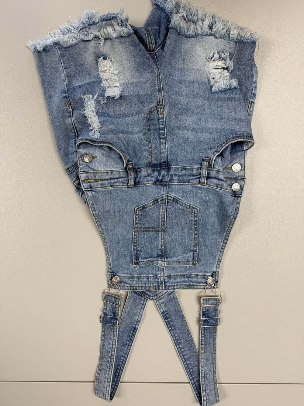 American Bazi Women's Distressed Ripped Denim Overalls Shorts